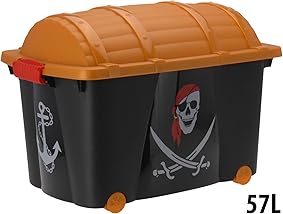 Caja para juguetes Caja con ruedas Baúl para juguetes infantiles Cofre Tesoro del Pirata 