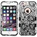 iPhone 6 Case, iPhone 6S Case, JoJoGoldStar Dual Layer Hybrid, Slim Fit Heavy Duty Plastic and Silicone TPU Hard Cover with Stylus and Screen Protector - Silver Lace Swirls