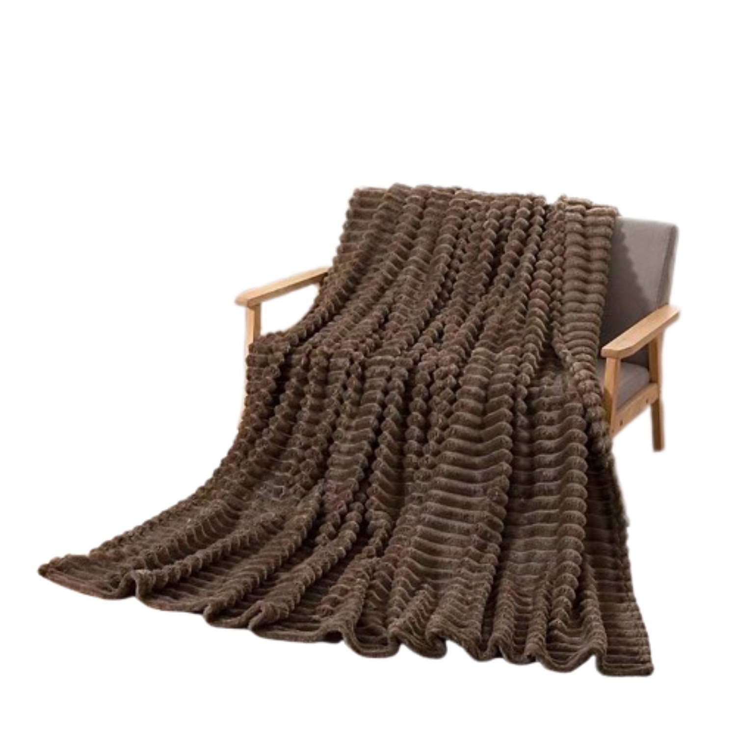 Fleece Brushed Throw Blanket Perfect Sofa Bed, breathable Lightweight Soft Warm Couch Throw, Super Soft Cozy Blanket (Coffee, 180x200 cm) — image 1