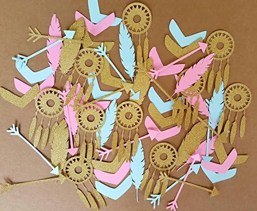 Boho Confetti. Tribal Confetti. Wild One Birthday. Baby Pink, Mint &amp; Glitzy Gold. 200 Pcs.