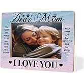 Mom Frame Dear Mom You Mean The World To Me Wooden Photo Frame Heartwarming Mother’s Day Gift Birthday Present Thanksgiving & Christmas Gift Family Keepsake Warm Home Office Table Decor 8X6 Inches
