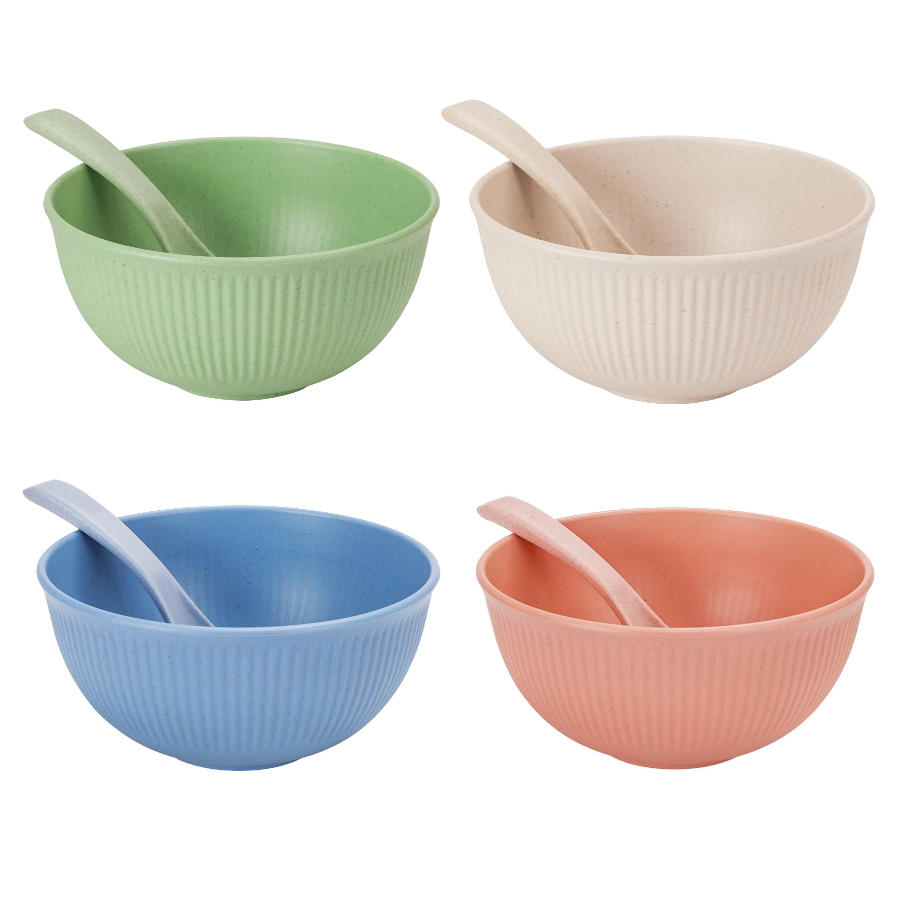 CSYY Unbreakable Cereal Bowls, 26oz Large Picnic Bowls, 8Pcs Plastic Bowls and Spoon Set for Camping, 750ml Lightweight Serving Bowls, Salad Bowls, Dinner Bowl, Dessert Bowl Set for BBQ, Picnic