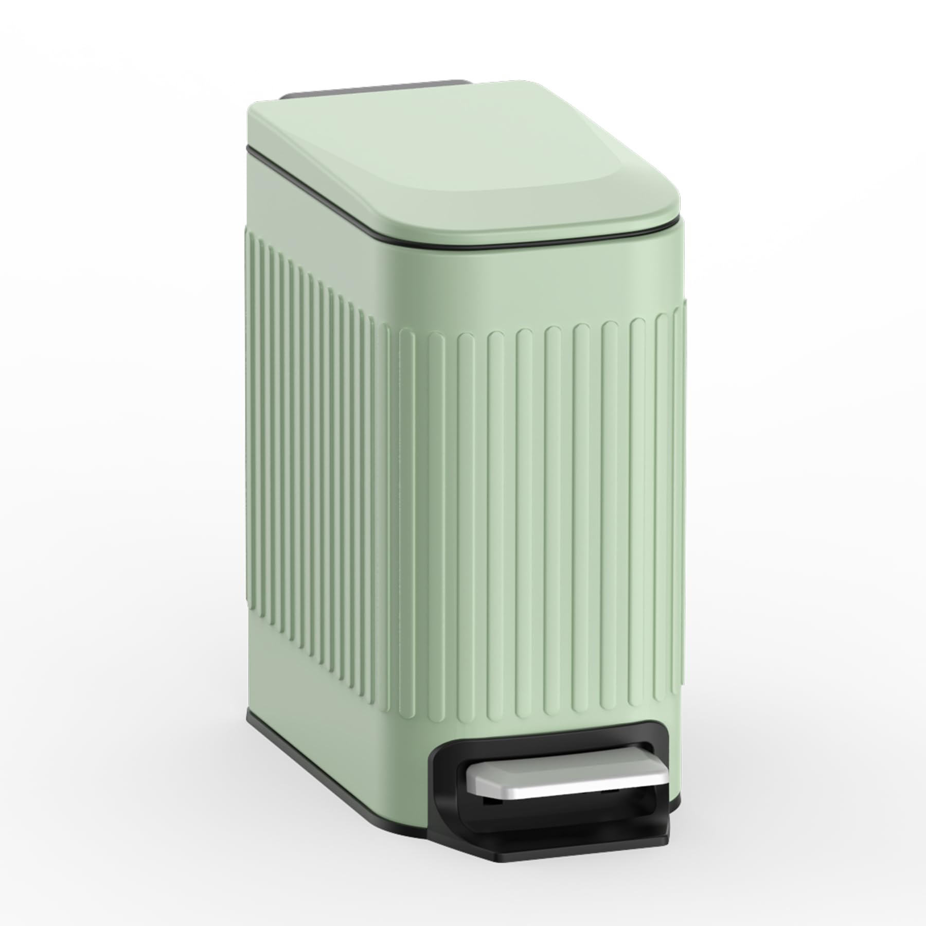 Photo 1 of TrashAid Slim Bathroom Trash Can with Lid Soft Close, 6 Liter/1.6 Gallon Stainless Steel Small Garbage Can with Removable Inner Bucket, Step Pedal, Slim Wastebasket for Toilet, Office, Bedroom, Green