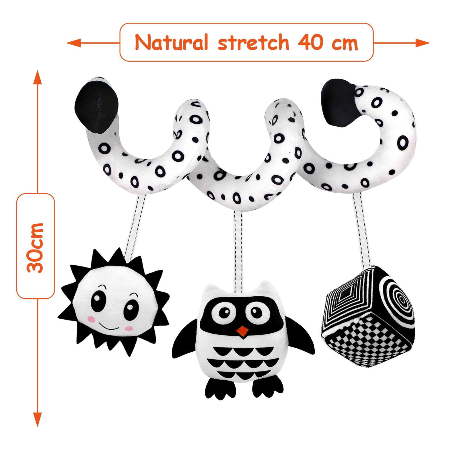 Baby Spiral Hanging Stroller and Car Seat Toys for Babies 0-6 Months Newborn Plush Activity Toys for Bed Bassinet Crib Baby Carrier Gifts (owl)