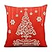 Homar Throw Pillow Covers Red - Christmas Tree Print Pattern Decorative Pillow Case - Washable Cotton Linen Square Zippered Pillowcase Cushion Cover Standard Size 18 x 18 for Couch Sofa Bed Home Decor
