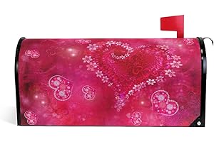 WOOR Happy Valentine's Day with Romantic Heart Magnetic Mailbox Cover Oversized for Garden Yard Outdoor Decorations-25.5" x20.8