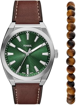 Everett Watch for Men, Quartz Movement with Stainless Steel Or Leather Strap, Vert Olive