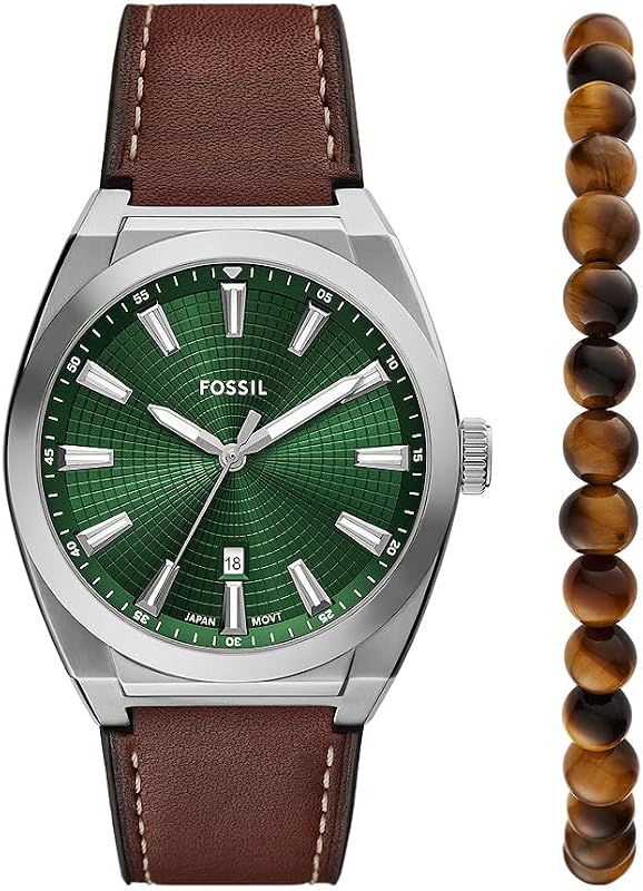Everett Watch for Men, Quartz Movement with Stainless Steel Or Leather Strap, Vert Olive