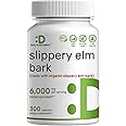 DEAL SUPPLEMENT Slippery Elm Capsules, 6,000mg Per Serving – 300 Pills, Made with Organic Inner Bark Powder Extract – Natural Herb for Soothing Throat & Digestive Support – Non-GMO