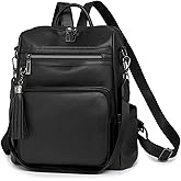 GAEKEAO Backpack Purse for Women Fashion Designer Ladies Shoulder Satchel Bags PU Leather Travel Handbags for College Work Black