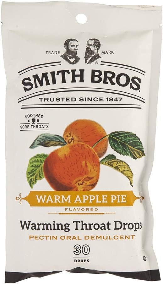 Sore Throat Drops with Pectin by Smith Brothers (Warming Apple Pie, 30 Count): Vintage Candy Throat Lozenges - The Original American Cough Drop