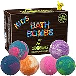 Kids Bath Bombs Gift Set with Surprise Toys, 6x5oz Fun Assorted Colored XL Bath Bombs, Kid Safe, Gender Neutral with Organic Essential Oils -Handmade in the USA Organic Bubble Bath Fizzy
