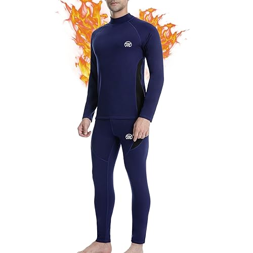 MEETWEE Men's Thermal Underwear Set, Compression Base Layer Long Johns Long Sleeve Top Shirt Suit for Winter Workout Blue