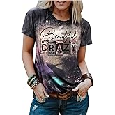 Beautiful Crazy Leopard Bleached T-Shirt Women Western Country Music Shirt Vintage Graphic Country Concert Tee Tops