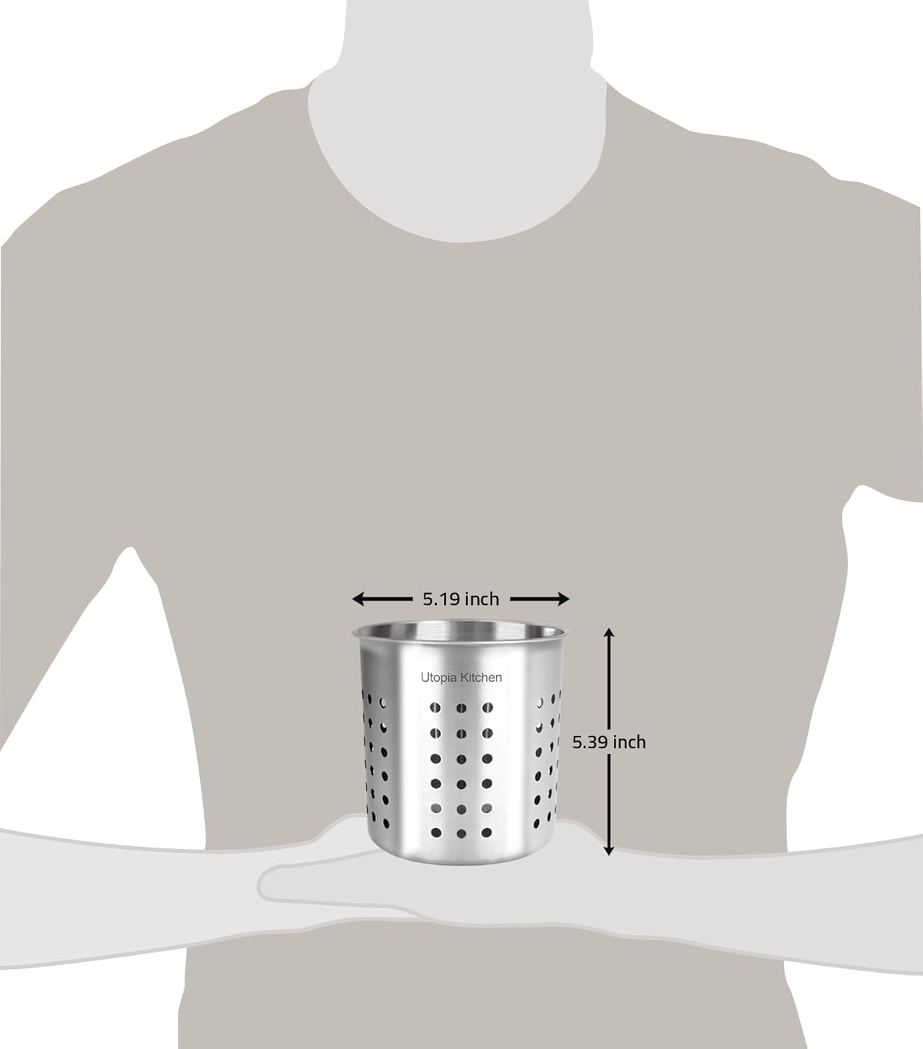 Utopia Kitchen Stainless Steel Cooking Utensil Holder 5 x 5.3 Inches: Kitchen & Dining