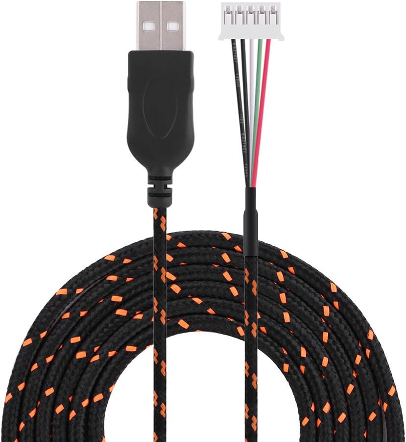 Tonysa Línea de Mouse Negro Cable Universal de Mouse Cable Trenzado