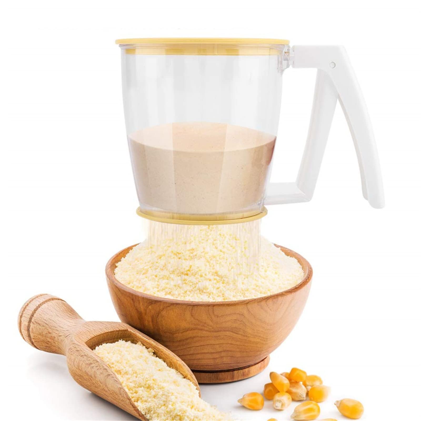 TOPINCN Flour Sifter Hand-Held Cup Flour Sifter Strainer Powder Mesh Sieve Baking Supplies Tools With Lid At The Bottom Sieve Flour