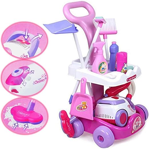 carrito de limpieza con aspirador de juguete