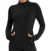 YOKGO Workout Jackets for Women Lightweight Running Jackets Full Zip Yoga Athletic Clothes Slim Fit with Pockets