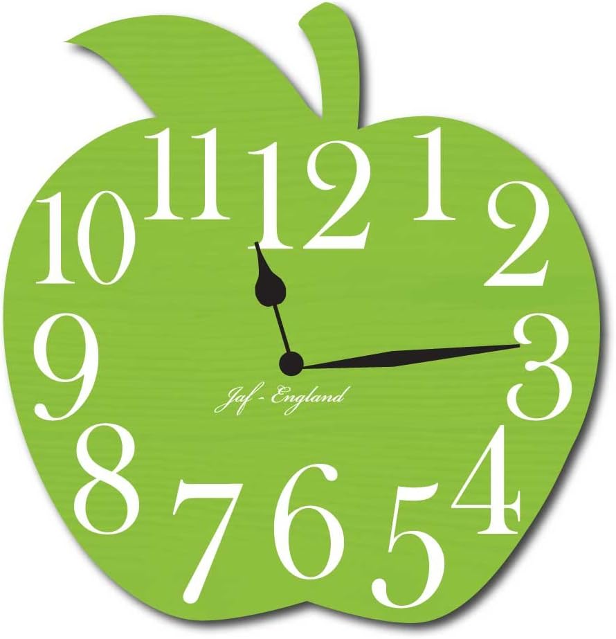 JAF Graphics Cute Apple Clock Pretty Wooden Style Wall Clock, Apple