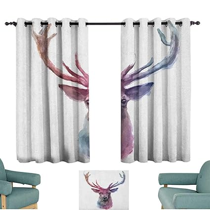 Amazon Com Deer Backout Curtain Illustration Of Male Stag With