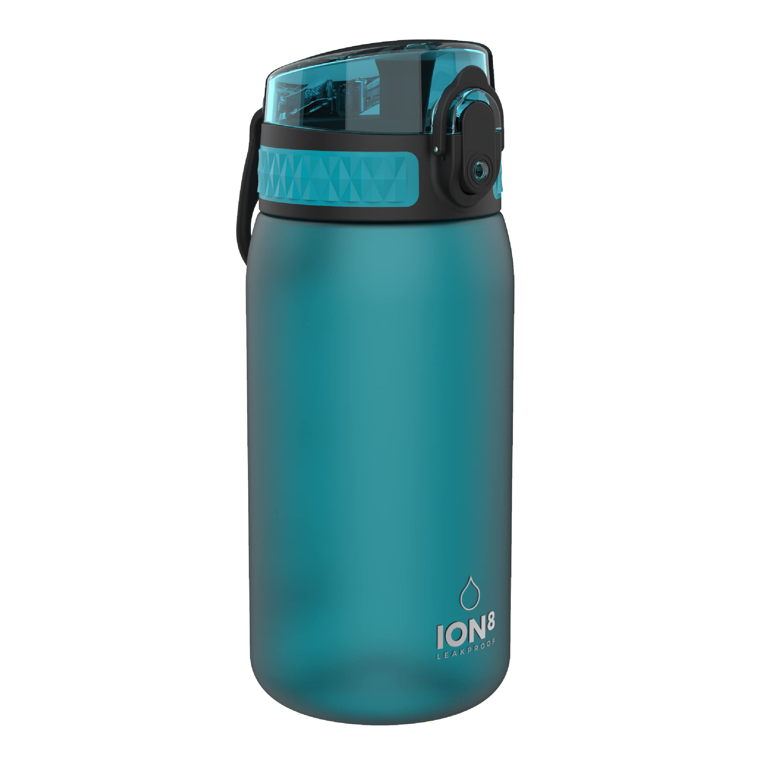 Ion8 Kids Water Bottle, 350 ml/12 oz, Leak Proof, Easy to Open, Secure Lock, Dishwasher Safe, BPA Free, Carry Handle, Hygienic Flip Cover, Easy Clean, Odour Free, Carbon Neutral, Aqua Blue