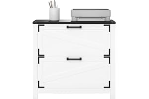 HOMCOM 2 Drawer File Cabinet, Farmhouse Lateral Filing Cabinet with Adjustable Hanging Bars for Letter, A4 and Legal Size, Pr