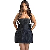 JUMISEE Embroidery Satin Homecoming Dress with Bow Modest Strapless Mini Dresses A Line Short Prom Dress Party Gown