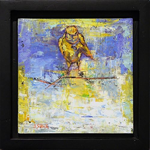 Yellow Sparrow - Original Bird Painting Urban Wildlife Art Colorful Modern Art Contemporary Birds Decor by Renowned Artist Janice Sugg