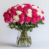 GlobalRose 50 Assorted Roses Bouquet - Responsibly Sourced Roses Fresh Flowers - Hand-Picked Flowers Fresh Bouquet for Valentine's Day, Birthday &amp; Special Occasions (2 Bunches of 25 Stems)