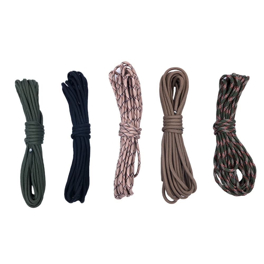 Namvo 5pcs 16.5Ft Paracord Set, Parachute Cord Rope Outdoor Survival Tent Guide Rope Set for DIY Manual Braiding Making Bracelets Key Chain Dog Collar Lanyards