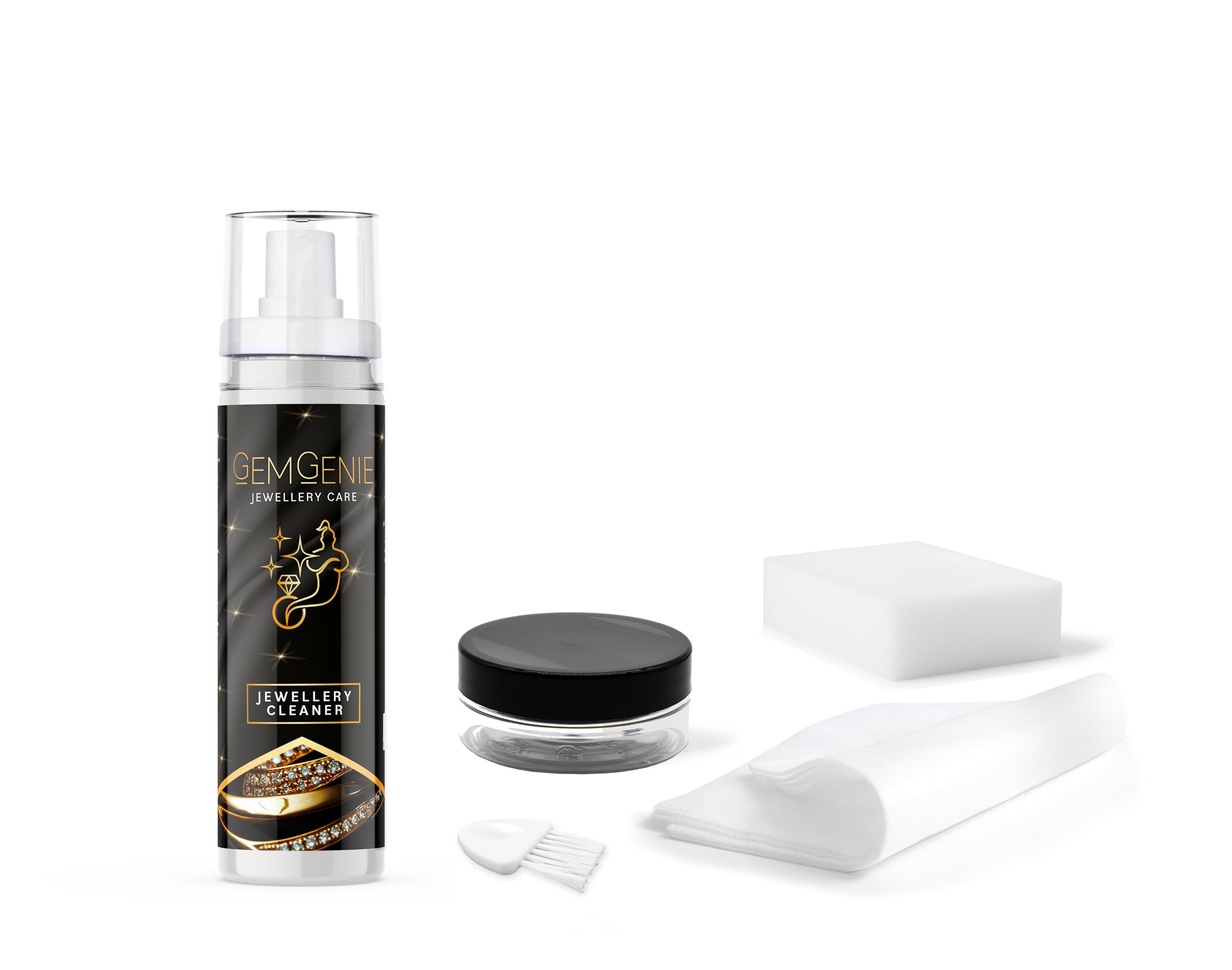 GemGenie Jewellery Care Cleaning Kit | for Gold, Silver, Platinum & Fine Dress | Gentle Cleaner That Restores Shine & Sparkle, Clear