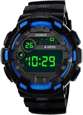 Montre Homme Pas Cher Montre De Luxe Numerique A Del Pour Hommes Avec Montre Electronique Exterieure Des Hommes De Sport Blue Amazon Fr Montres