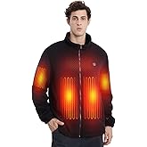 ALSOMTEC Heated Jacket Polar Fleece for Men Women with Battery Pack 7.4V, 6 Heating Zones, Heating Electric Hoodie for Winter