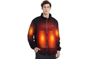 ALSOMTEC Heated Jacket Polar Fleece for Men Women with Battery Pack 7.4V, 6 Heating Zones, Heating Electric Hoodie for Winter