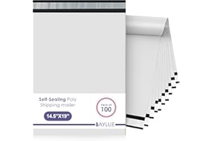 BAYLUE White Large Poly Mailers 14.5x19 Inch #7 | Strong Adhesive Self-Seal Mailer Bag | Tear Tamper, Water Resistant Shipping Envelopes | Thick Strong polymailer Bags | Clothing Shipping Bags | 100 Pcs Bulk