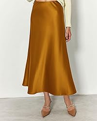 BTFBM Long Satin Skirts for Women Summer Spring