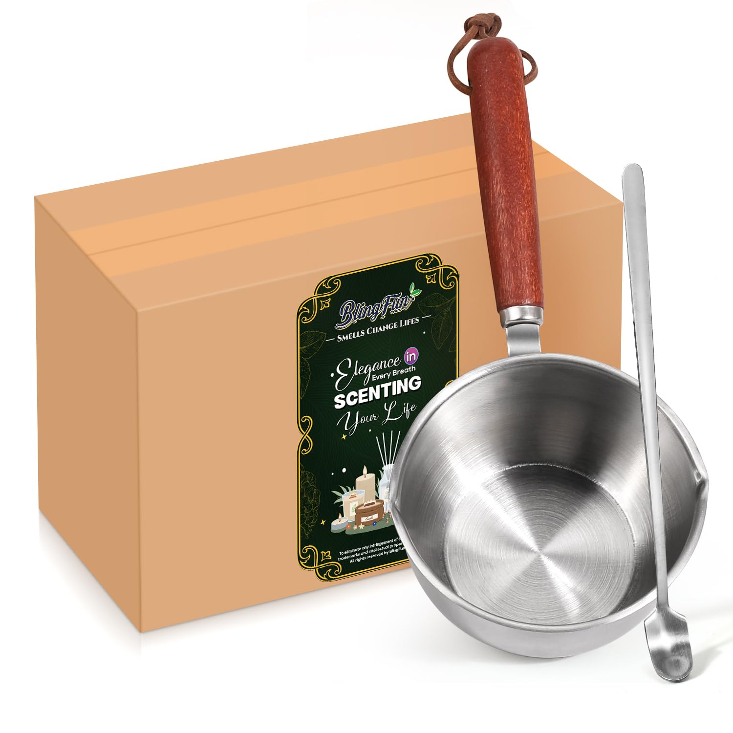 Photo 1 of *MINOR DAMAGE - USED*
Wooden Handle Wax Melting Pot for Candle Making, Stainless Steel Pouring Pitcher with Spout, Heat-Resistant Handle for Melting Soy Wax, Beeswax, Ideal Candle Making Supplies for Beginners & Pros