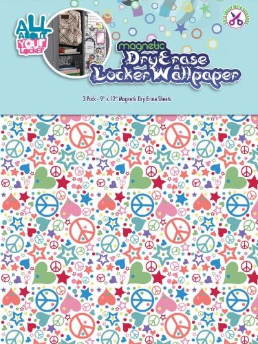 MagnaCard, All About Your Locker, Magnetic Dry Erase Locker Wallpaper, Jumble of Peace Design (34062)