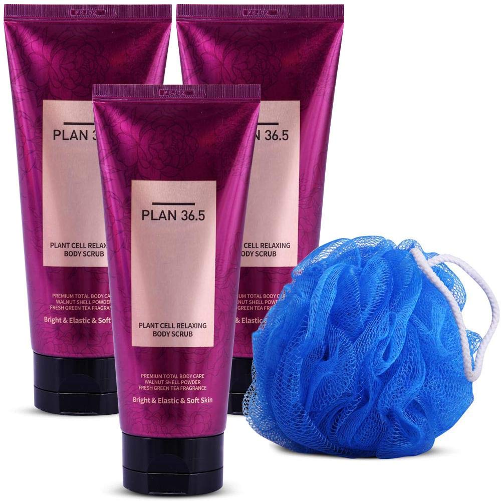 Buy Plan 36.5 Korean Body Scrub pack of 3 with1 Loofah Tan RemovalBody