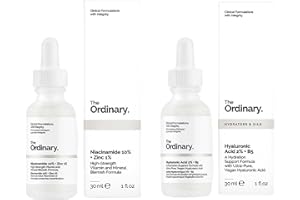 The Ordinary Facial Treatment: Hyaluronic Acid with 2% + B5 (30ml) and The Ordinary Niacinamide 10% + Zinc 1% (30ml) Bundle Face Care Set