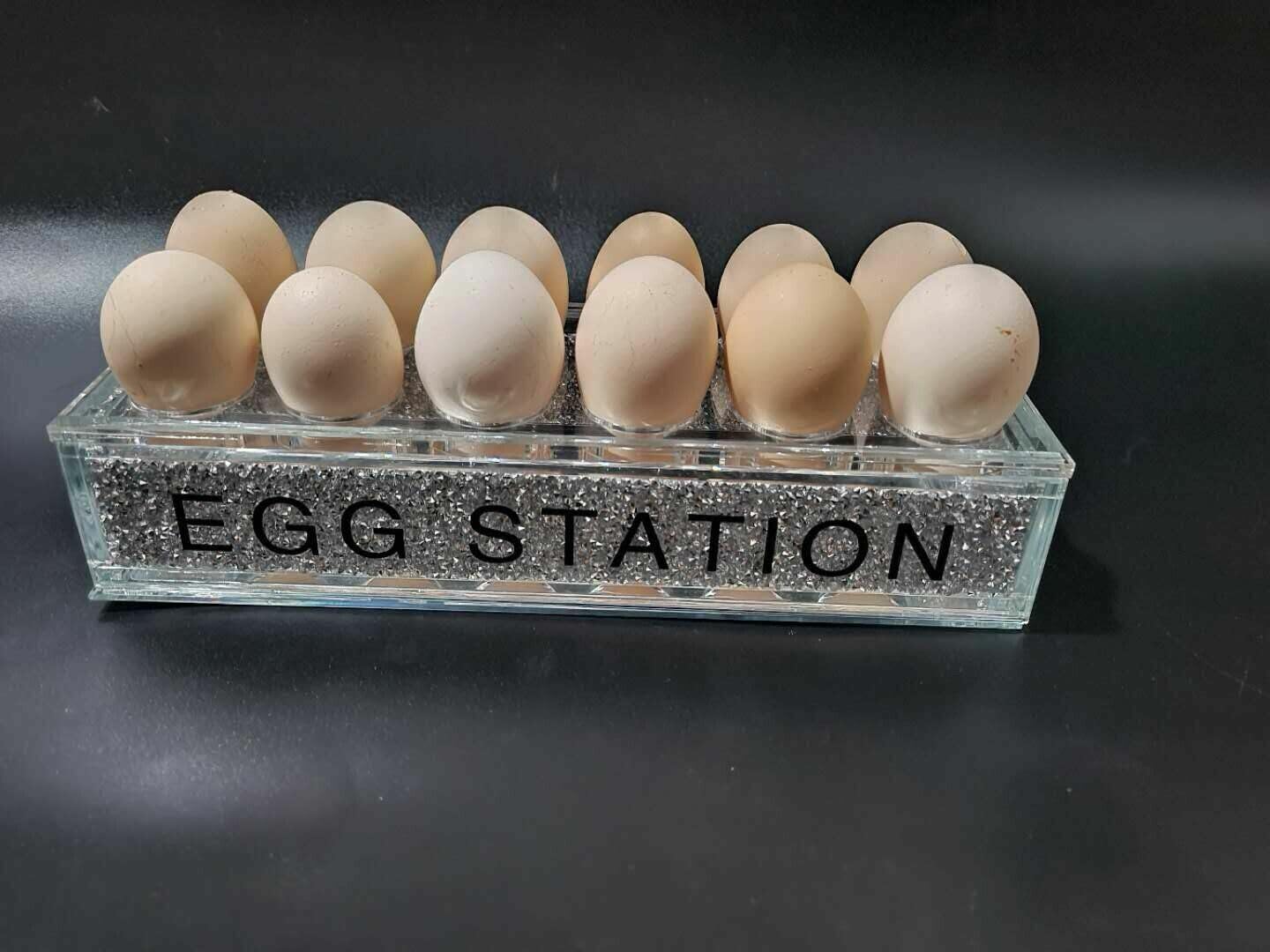 Amazing Gift Chicken Coop Egg Tray Rustic Glass Egg Holder For Eggs Usable In Kitchen Ornament Or Countertop For Display Or Storage Easy To Clean 12 pcs Egg Holder - Silver