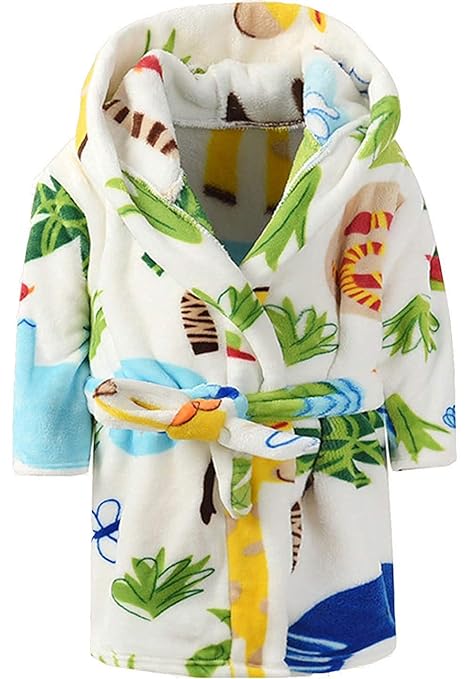 Kinder Bademantel Mit Kapuze Animal Print Morgenmantel Weiche Flanell Mit Kapuze Bademantel Kinder Mit Kapuze Nachtwäsche Rob