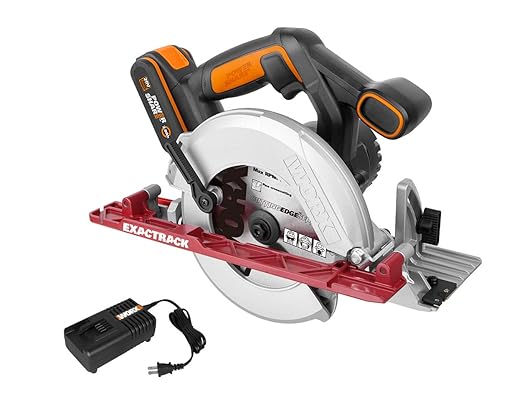 WORX 20V Akku Kreissäge WX530, Powershare, 2,0Ah, ExacTrack System, Aluminium Sockel, Schnittwinkel bis 50°, 18V
