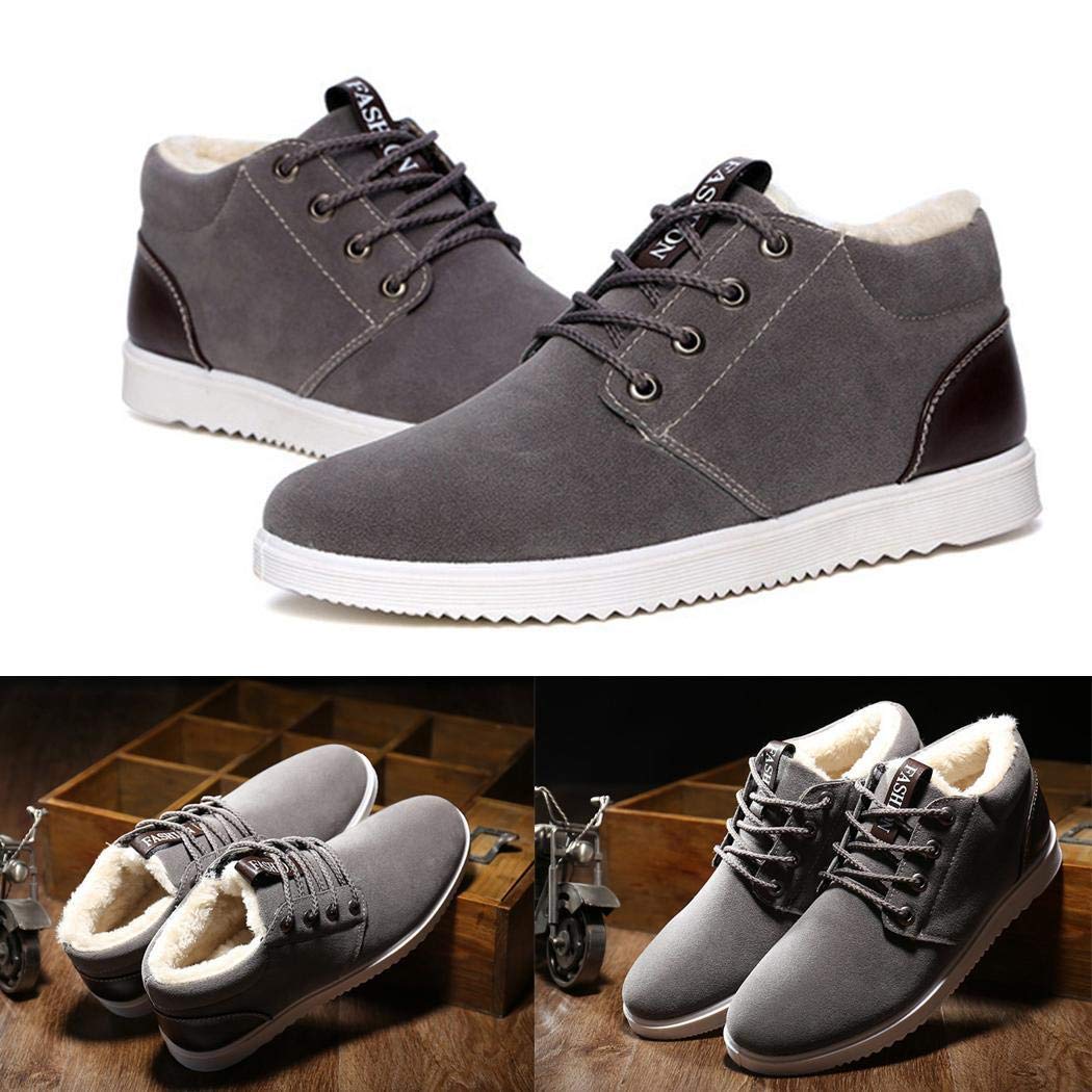 Haonike Nuevos Hombres de Moda Tobillo con Cordones Antideslizantes Engrosamiento Botines de Nieve cálida Botas