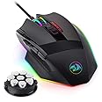 Redragon M801 Gaming Mouse, RGB PC Gaming Mouse MMO with 9 Programmable Buttons Macro Recording, 16000 DPI, Fire Button for Gaming Windows Computer - Wired, Black