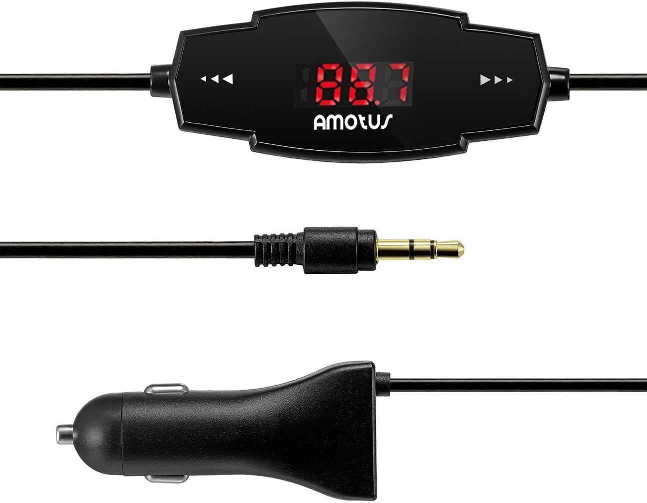 iAmotus Wireless FM Transmitter Music Radio Car Kit Bundle with 5V/2.4A USB Charger& 3.5mm Audio Plug for iPhone 6/6s plus, iPad Samsung HTC and More Android Phones