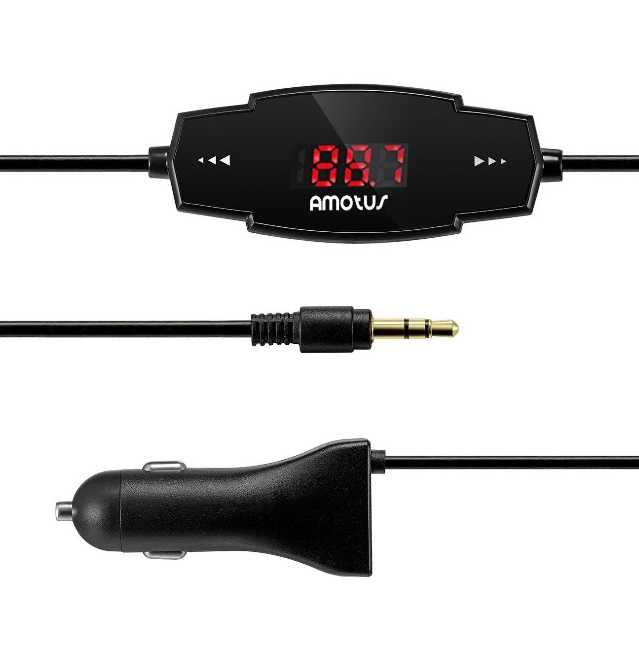 Amotus Wireless FM Transmitter Music Radio Car Kit Bundle with 5V/2.4A