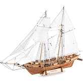 GAWEGM Wooden Building Kit - 1/96 Harvey 1847 Ship Model for Adult | Metal Accessory, Teaching Exhibition, Assemble Expert