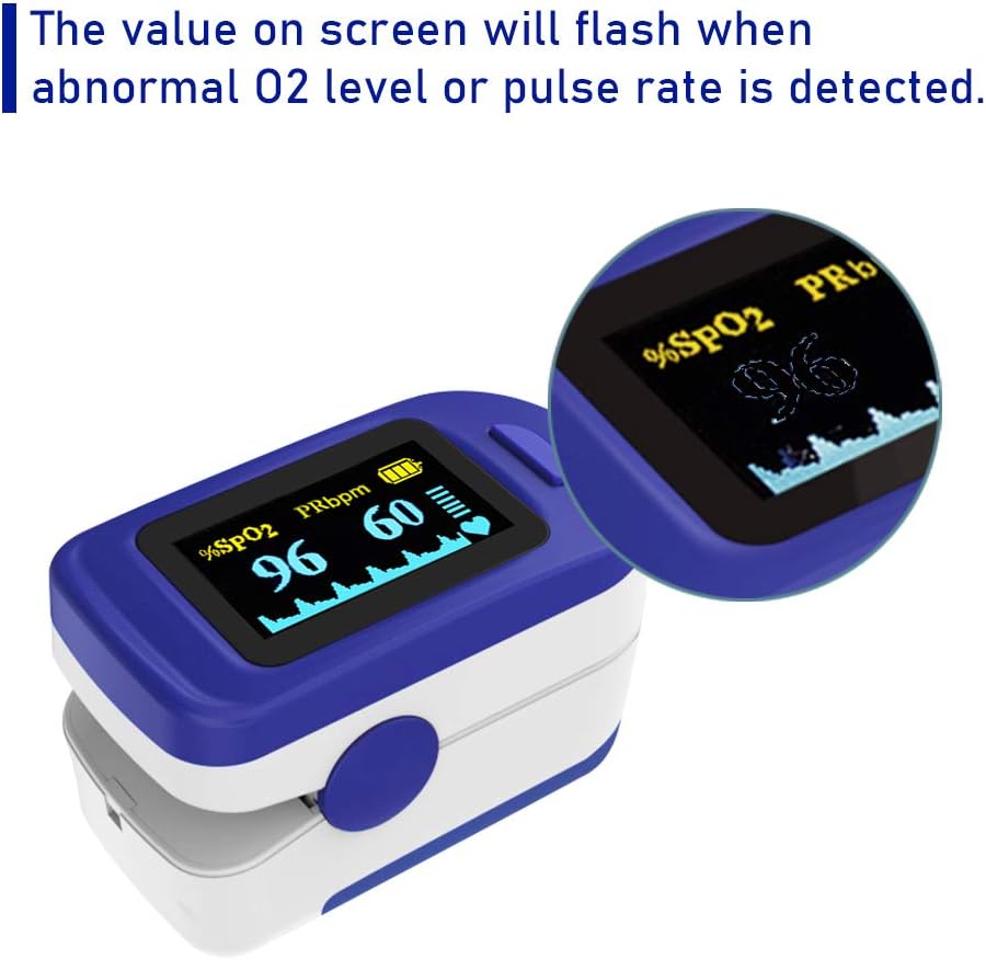Wellue Fingertip Blood Oxygen Saturation Monitor with Batteries & Lanyard for Wellness Use FS20C : Sports & Outdoors